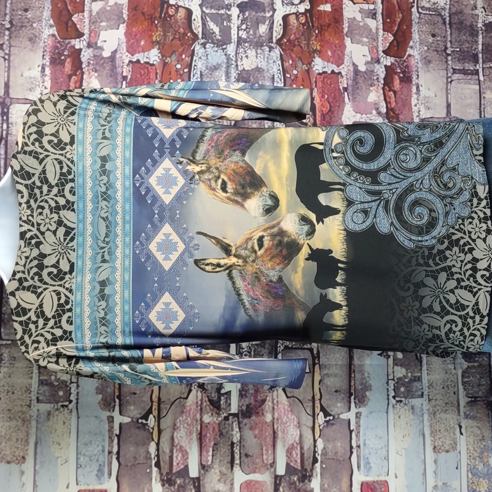 Fantazia "Wild Donkeys" Printed Top - Picture 3 of 6